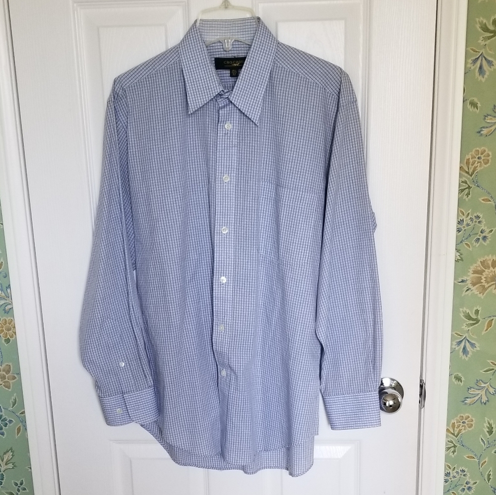 Crocodile Blue Grey Whit Check Shirt
